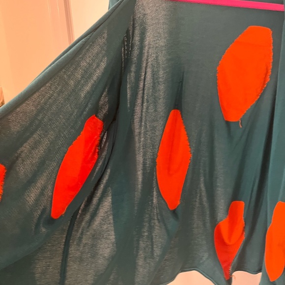 Bought in Europe. Beautiful Teal and orange cardigan. No buttons - Picture 2 of 4